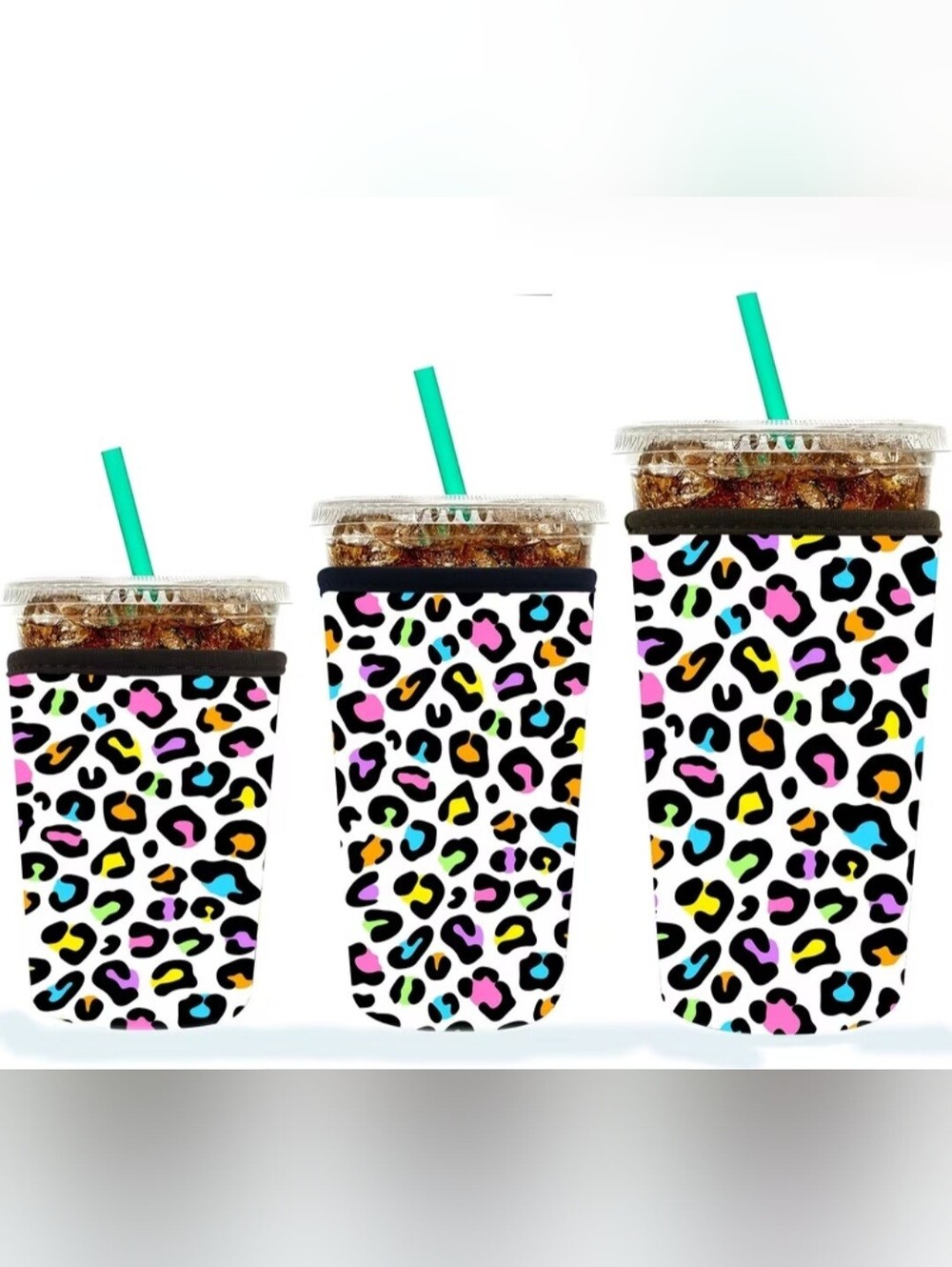 Colorful Leopard Print Insulated Cup Sleeve Set If 3